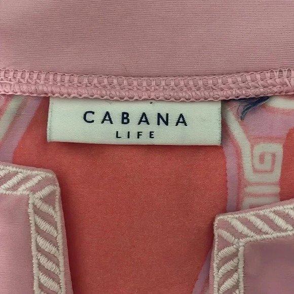 Cabana Life Coral Geo Tunic UPF 50+ Mini Coverup Dress Women Size L - Picture 7 of 8